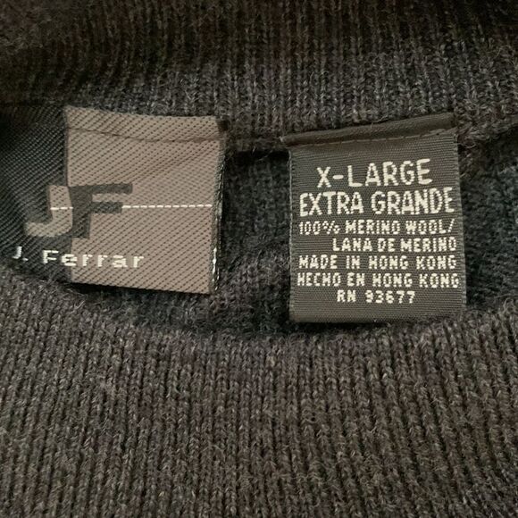 J.Ferrar Gray Merino Wool Sweater Size XL - Picture 4 of 9